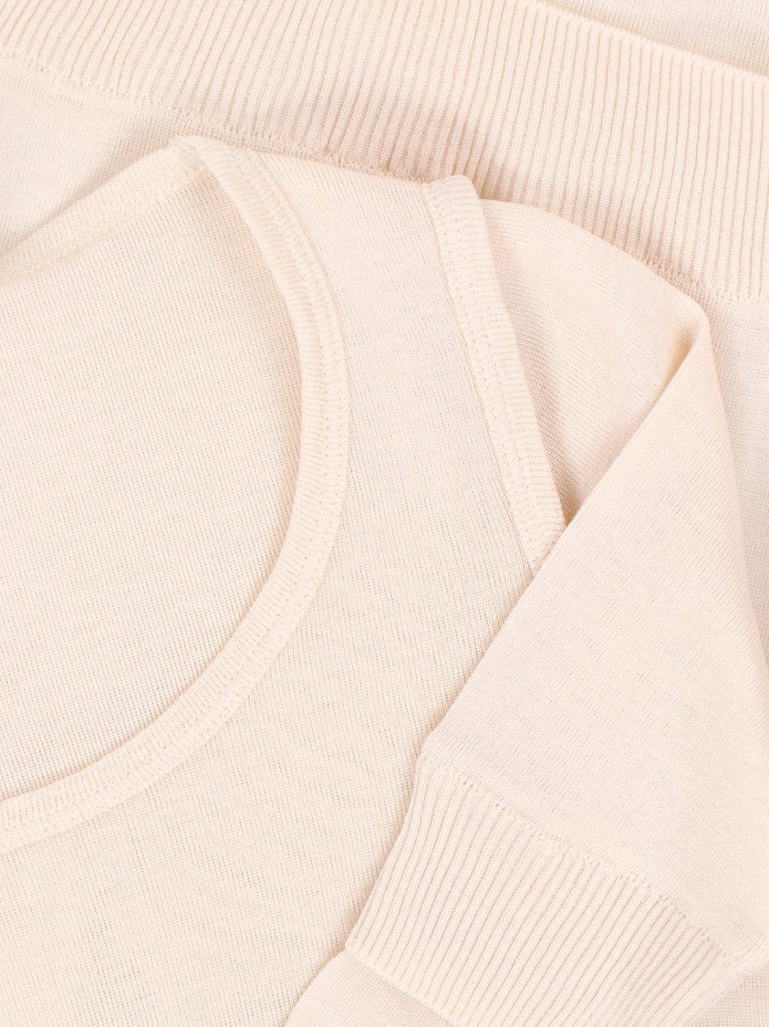 Lemaire Cream Viscose Silk Three-Quarter Sleeve T-Shirt