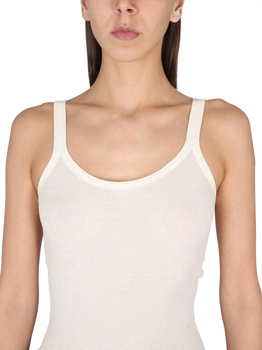 Bottega Veneta Slim Fit Cotton Blend Top With Round Neckline
