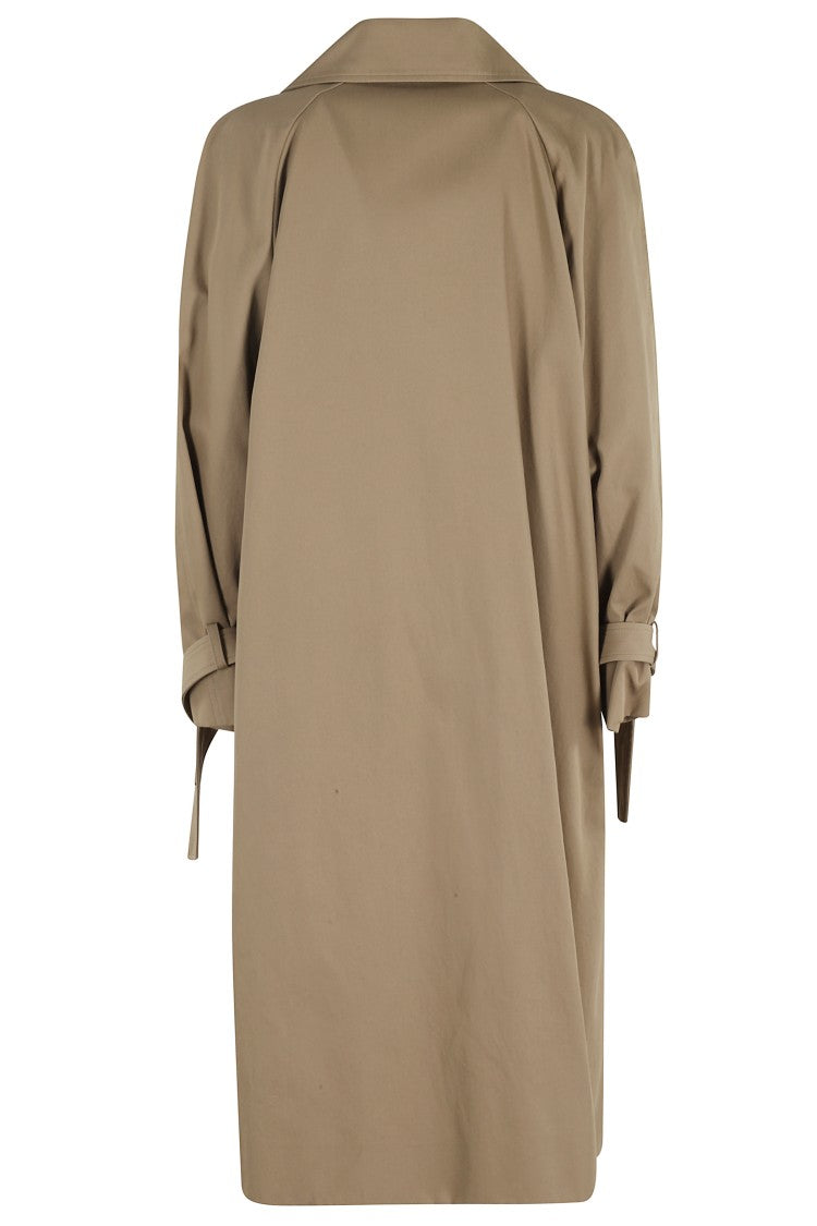 Solotre Milk Coffee Double-Breasted Trench Coat With Belted Waist