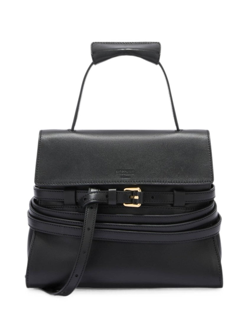Moschino Black Structured Flap Shoulder Bag