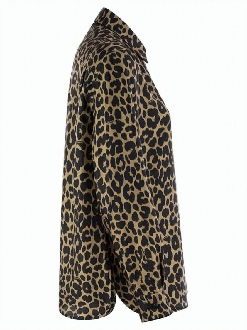 Max Mara Silk Leopard Print Blouse With Classic Collar