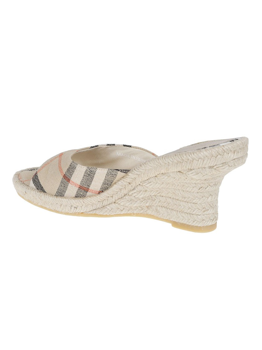 Burberry Open-Toe Mule Espadrilles With Burberry Check Design