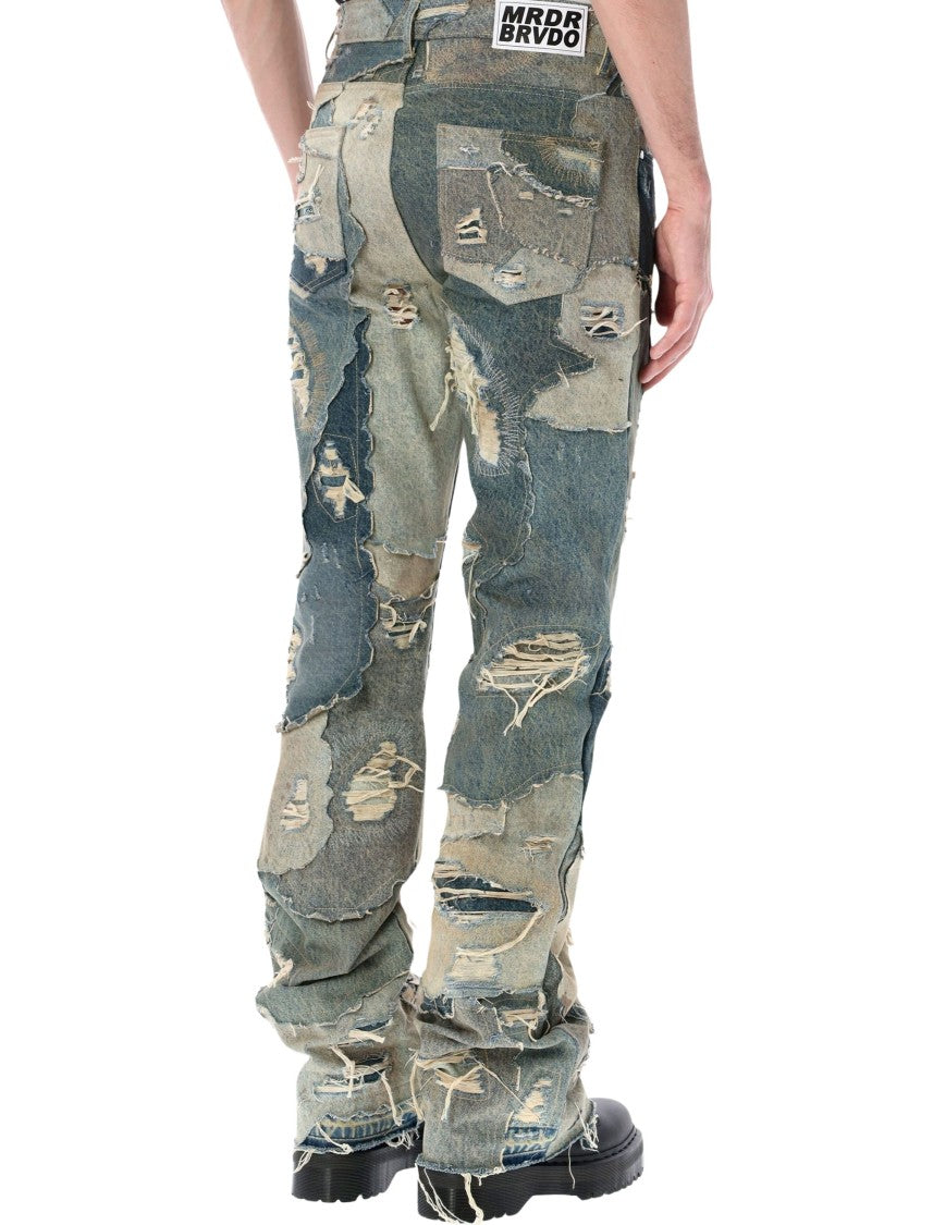 Who Decides War Unearthed Patchwork Distressed Denim Jeans