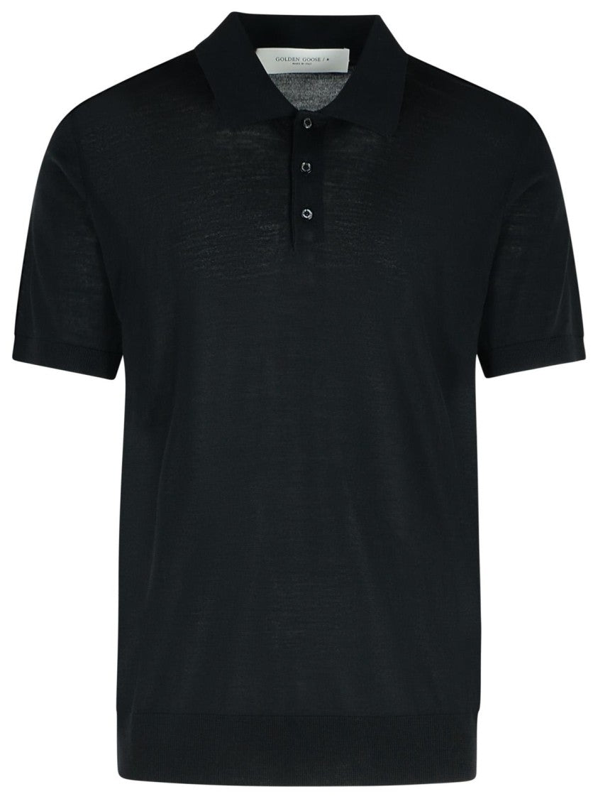 Golden Goose Black Virgin Wool Polo Shirt