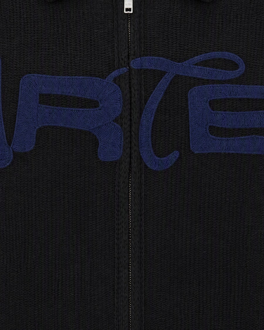 Arte Antwerp Black Polo Collar Full-Zip Cardigan