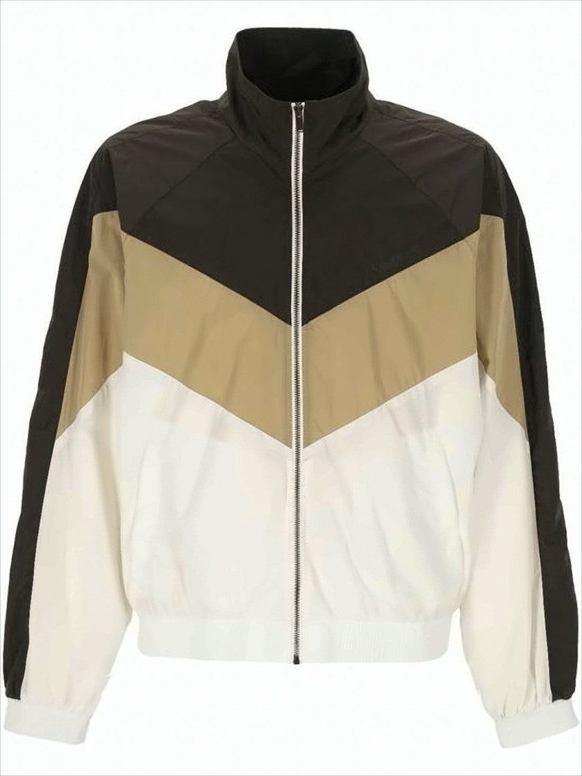 Saint Laurent Color-Block Chevron Design Nylon Jacket