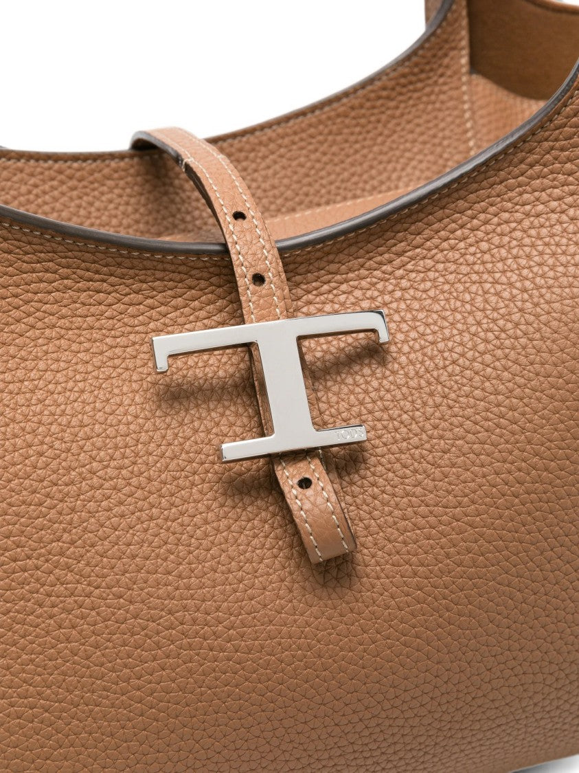 Tod's Structured Pebbled Shoulder Bag With T-Buckle Closure