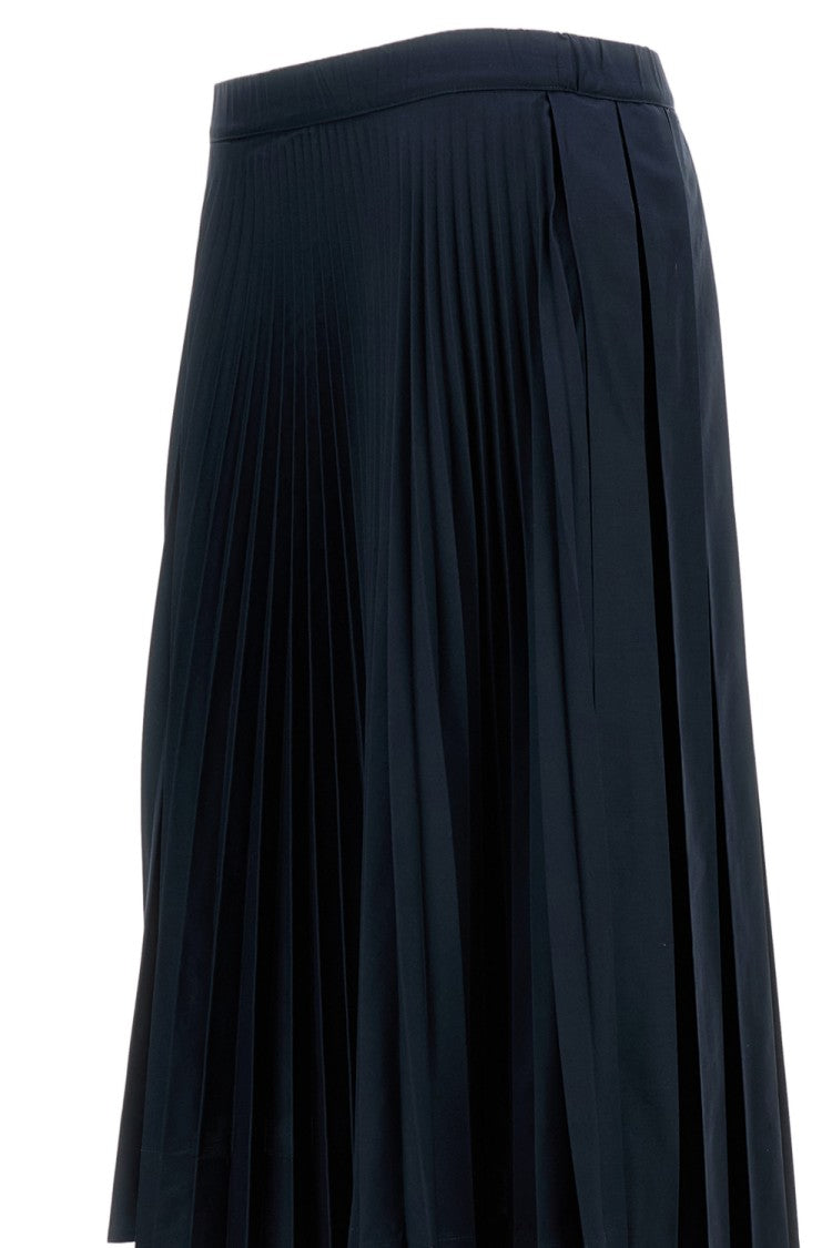Plan C Asymmetrical Pleated Midi Skirt With High-Waist Elasticated Band