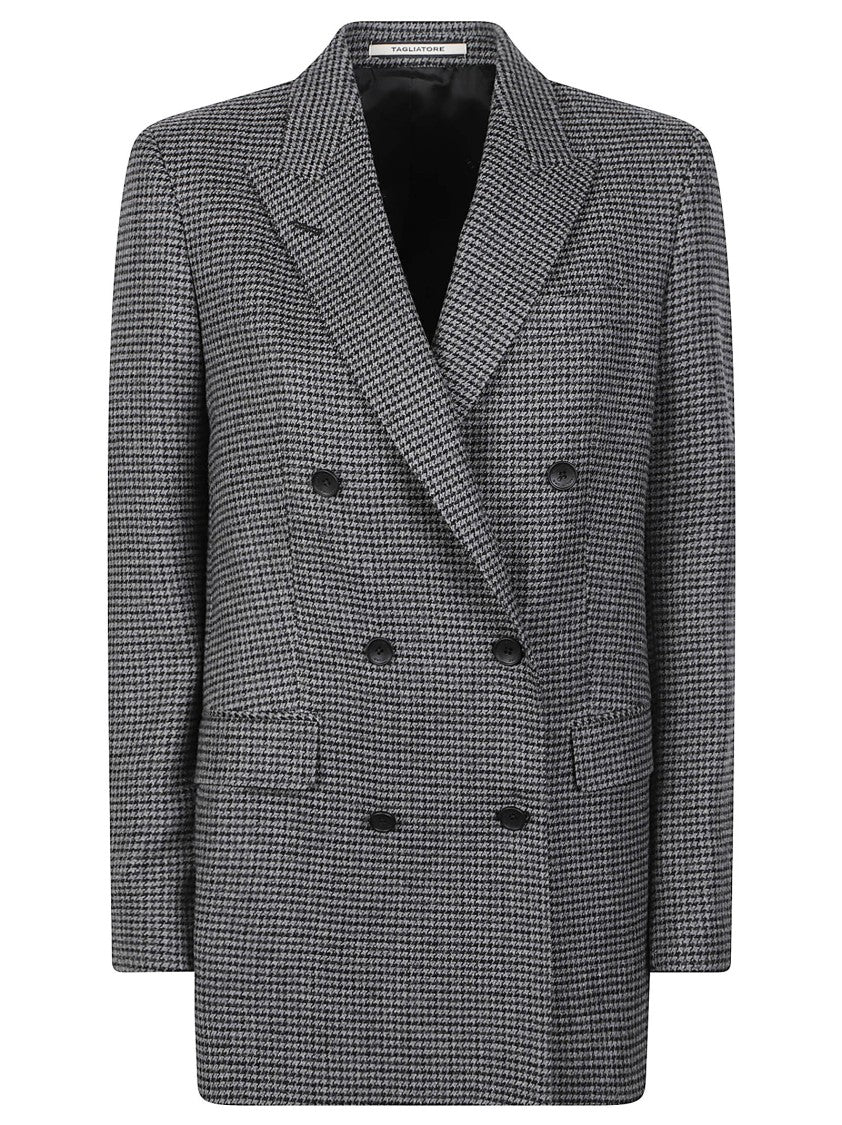 Tagliatore Jasmine Double-Breasted Houndstooth Wool Jacket