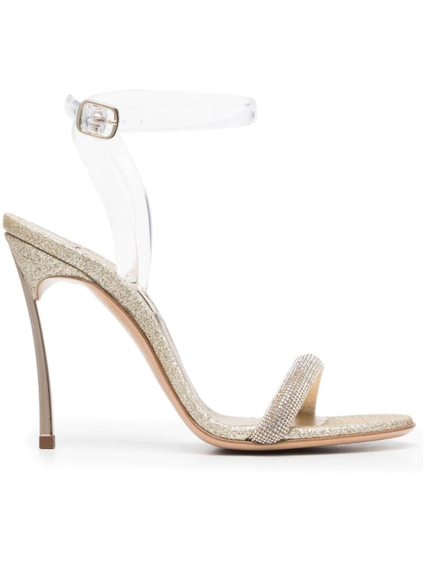 Casadei Transparent High Heel Sandals With Glitter Finish