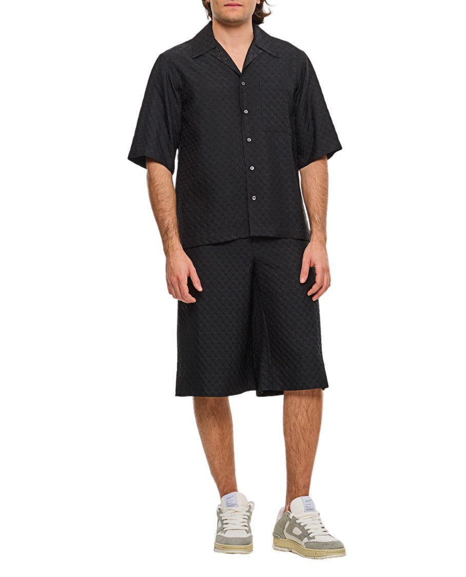 Alexander Mcqueen Short-Sleeved Button-Up Shirt With Embossed Skull Pattern