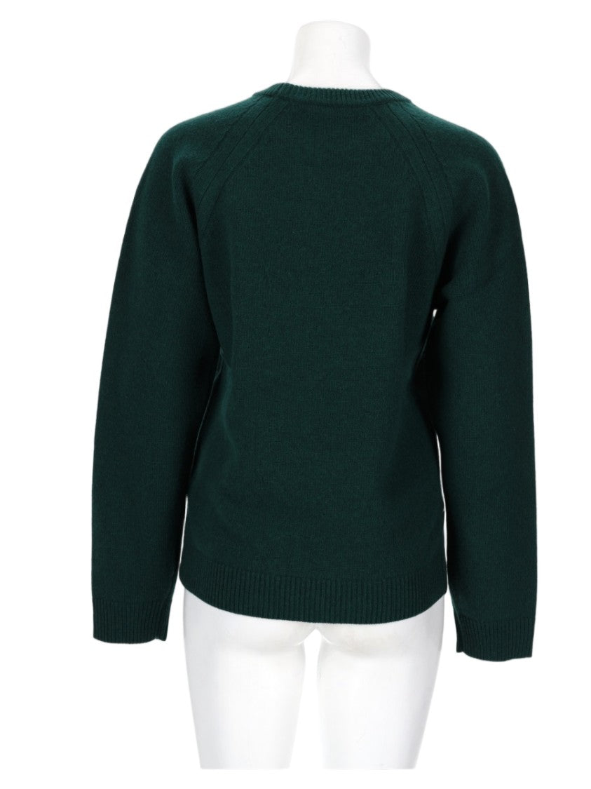 J. W. Anderson Deep Green Wool Sweater With Text Detail And Wavy Pattern