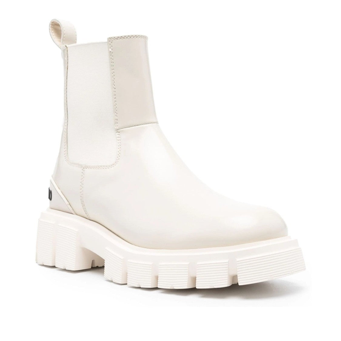 Love Moschino White Leather Chunky Elastic Panel Boots