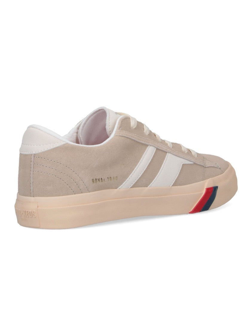 Pro-Keds 1949 Low-Top Beige Suede Sneakers With Gold Logo Accents