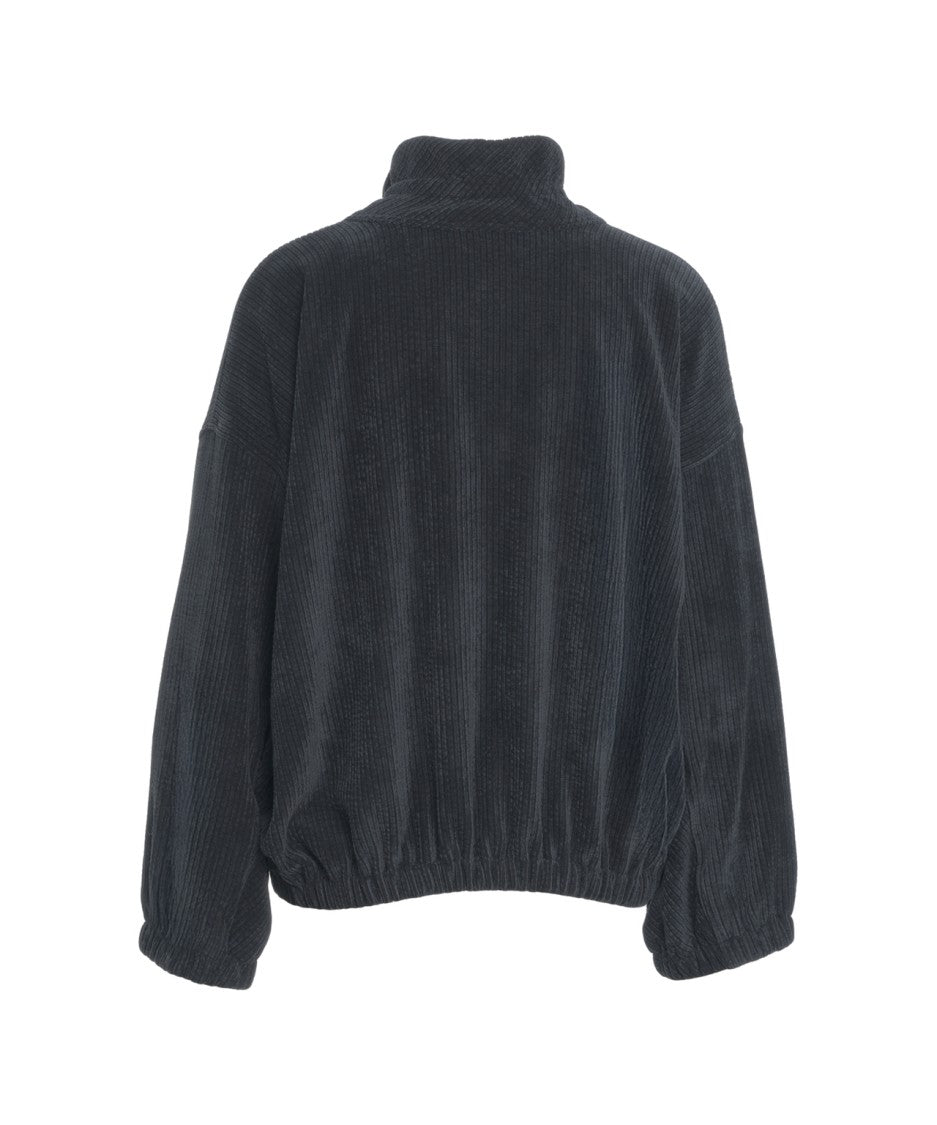 8Pm Ribbed Knit Top With High Collar And Full-Length Zipper