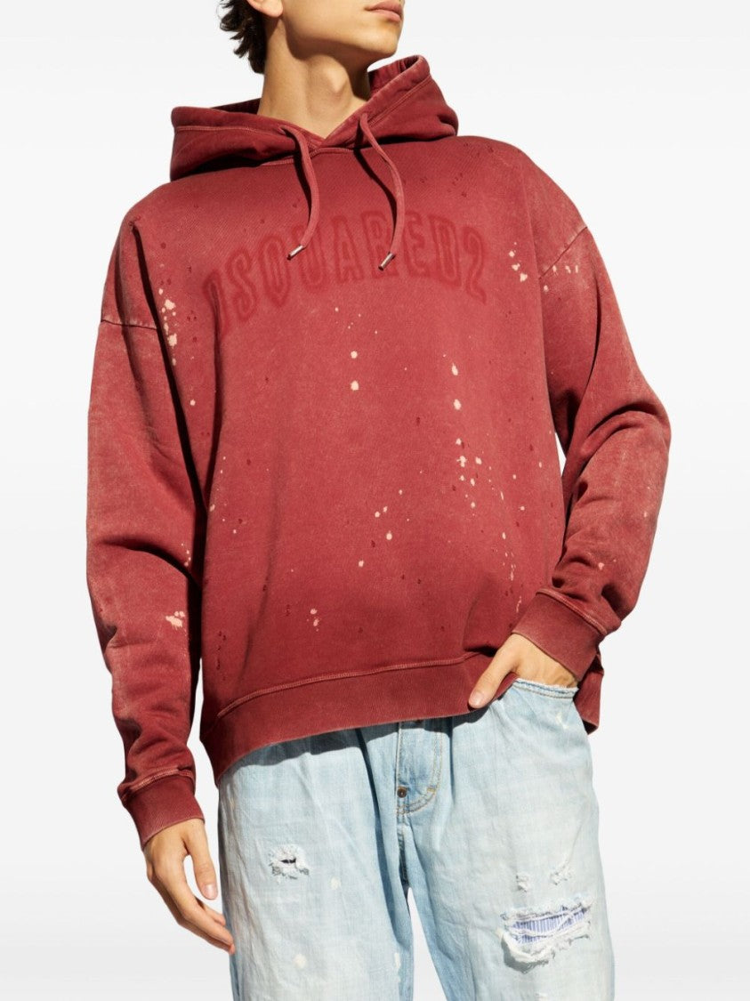 Dsquared2 Paint Splatter Detail Red Hoodie