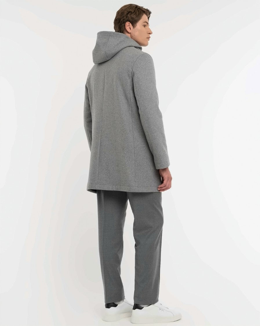 Manuel Ritz Mid-Length Wool-Blend Concealed Button Parka