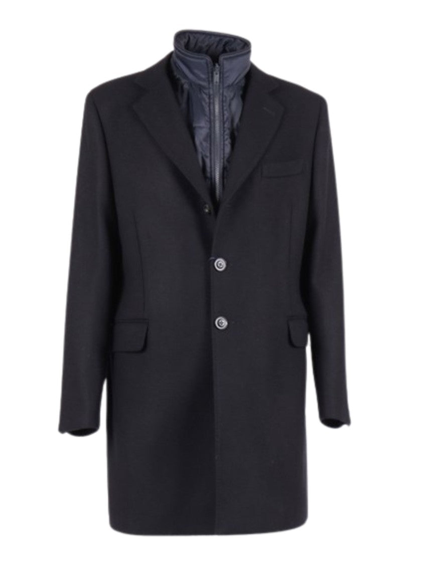 Fay Layered Wool Coat With Button Fastening And Flap Pockets