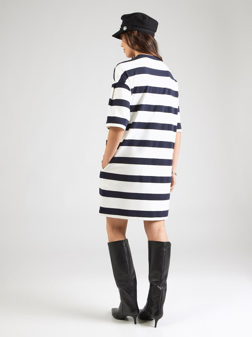 Max Mara Short-Sleeve Striped Mini Dress With Round Neckline