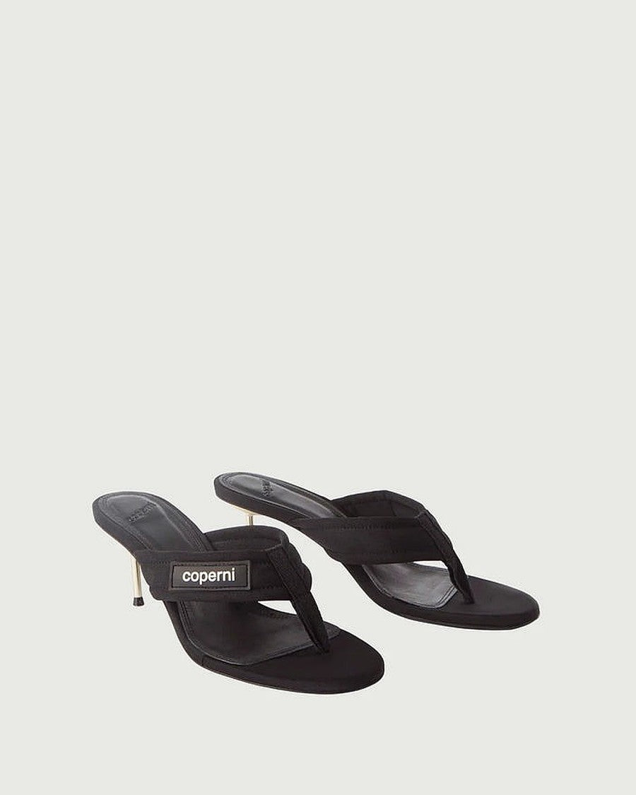 Coperni Black Fabric Sandals With Cushioned Thongs