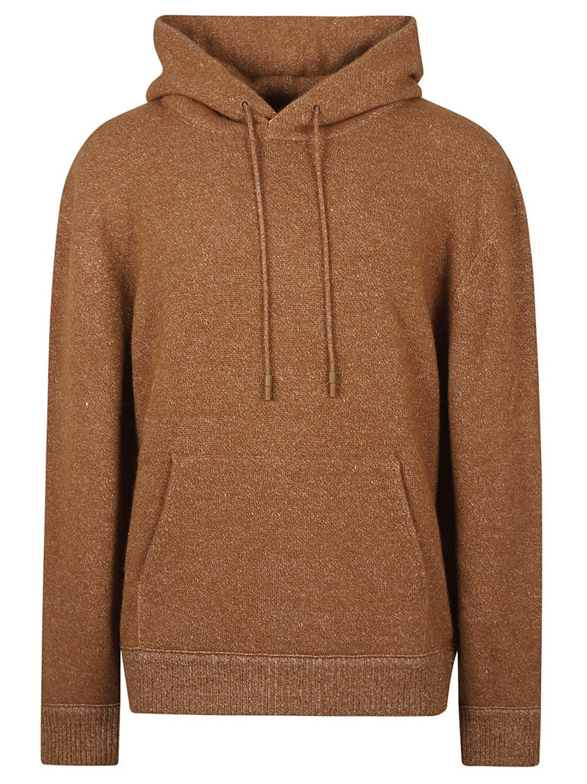 Zegna Relaxed Fit Brown Cashmere Blend Sweater