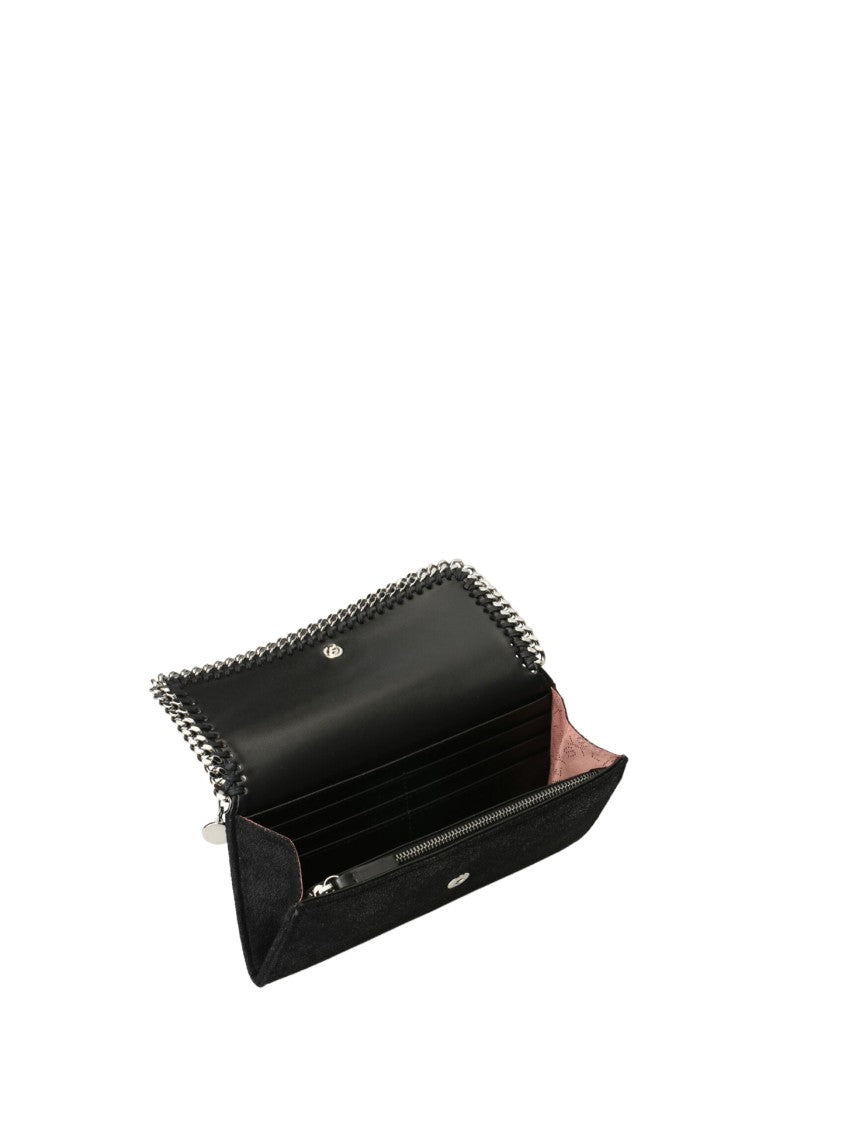 Stella Mccartney Textured Black Bag With Chain Trim And Flap Closure