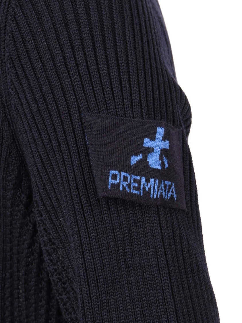 Premiata Ribbed Knit Zip-Up Garment With High Collar