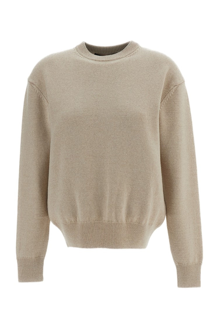 Jacquemus Beige La Maille Moulin Ribbed Merino Wool Crewneck Sweater