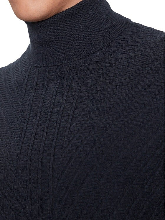 Armani Exchange Textured Ribbed High Neck Pullover