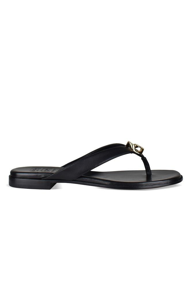 Givenchy Black Leather Sandals With Gold-Tone Detail