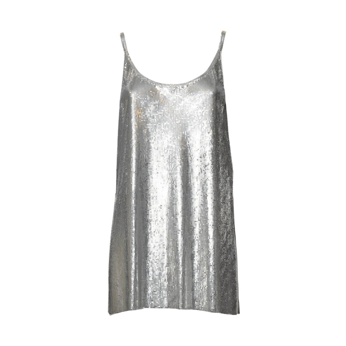 Rabanne Metallic Mesh Tank Top With Side Slits