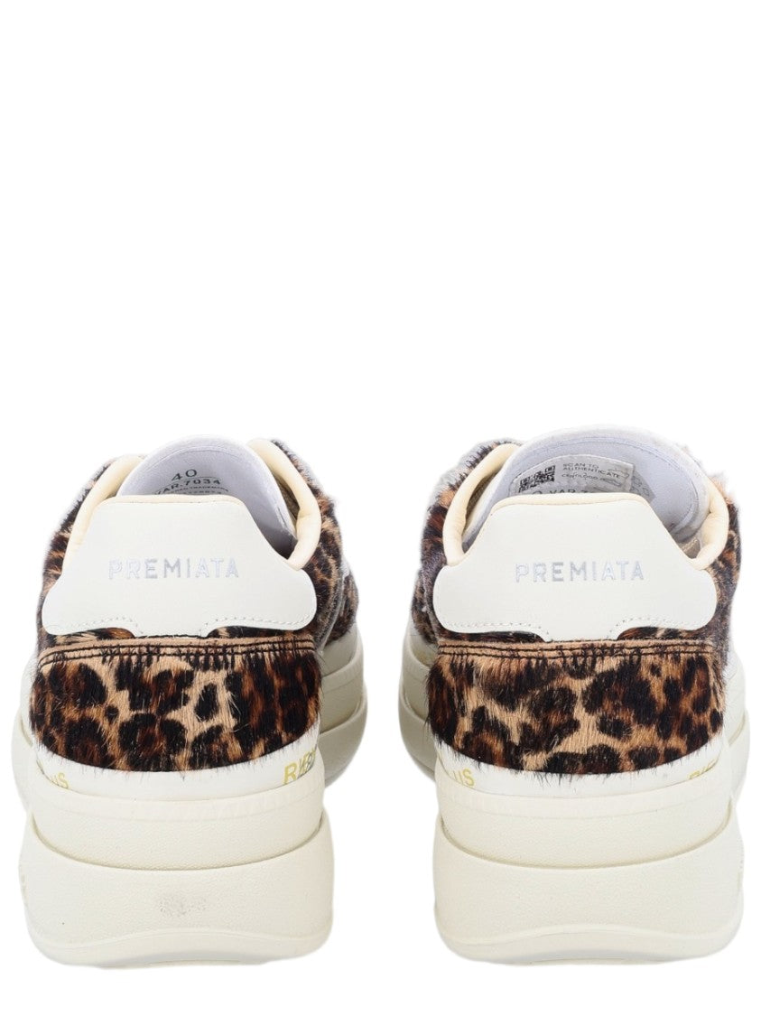 Premiata Micol Leopard Print Chunky Sole Calf Leather Sneakers