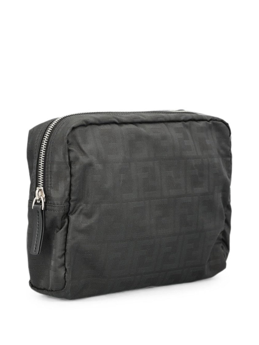 Fendi Black Rectangular Embossed Pattern Fabric Bag