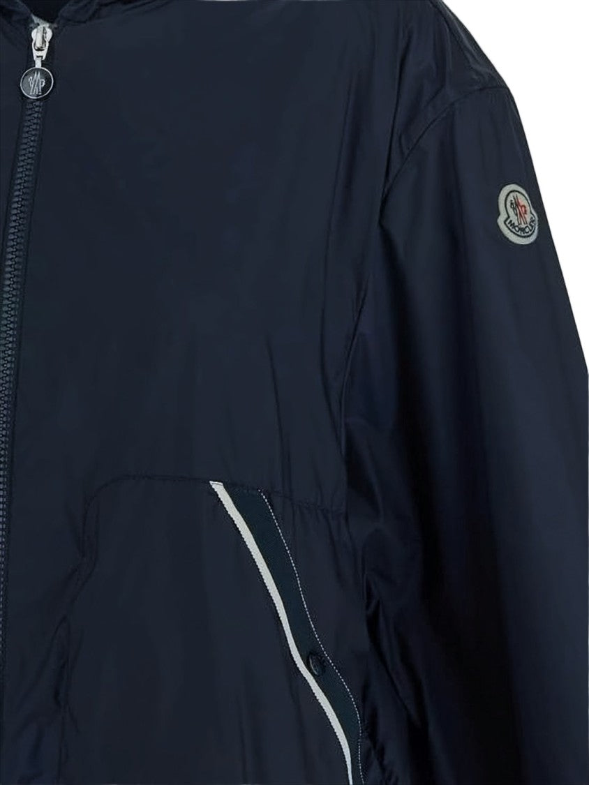 Moncler Lightweight Blue Polyamide Jacket With Hood