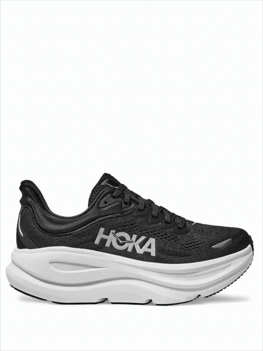 Hoka Streamlined Black Mesh Sneakers With Cushioned Rubber Sole