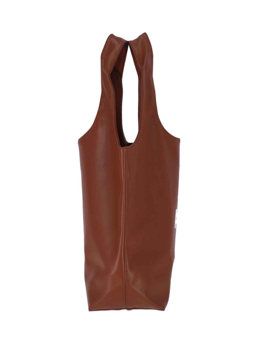 A.P.C. Brown Ninon White Logo Fabric Tote