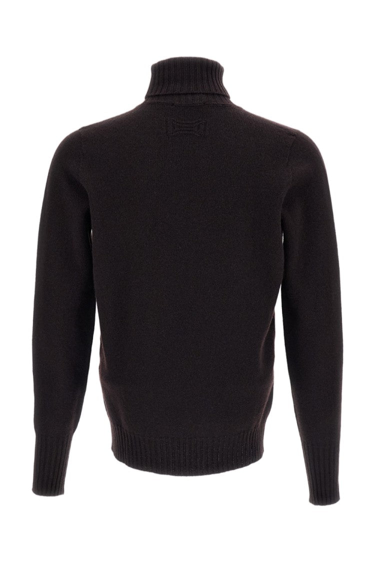 Drumohr Ribbed Turtleneck Sweater In Luxurious Jersey-Knit Wool
