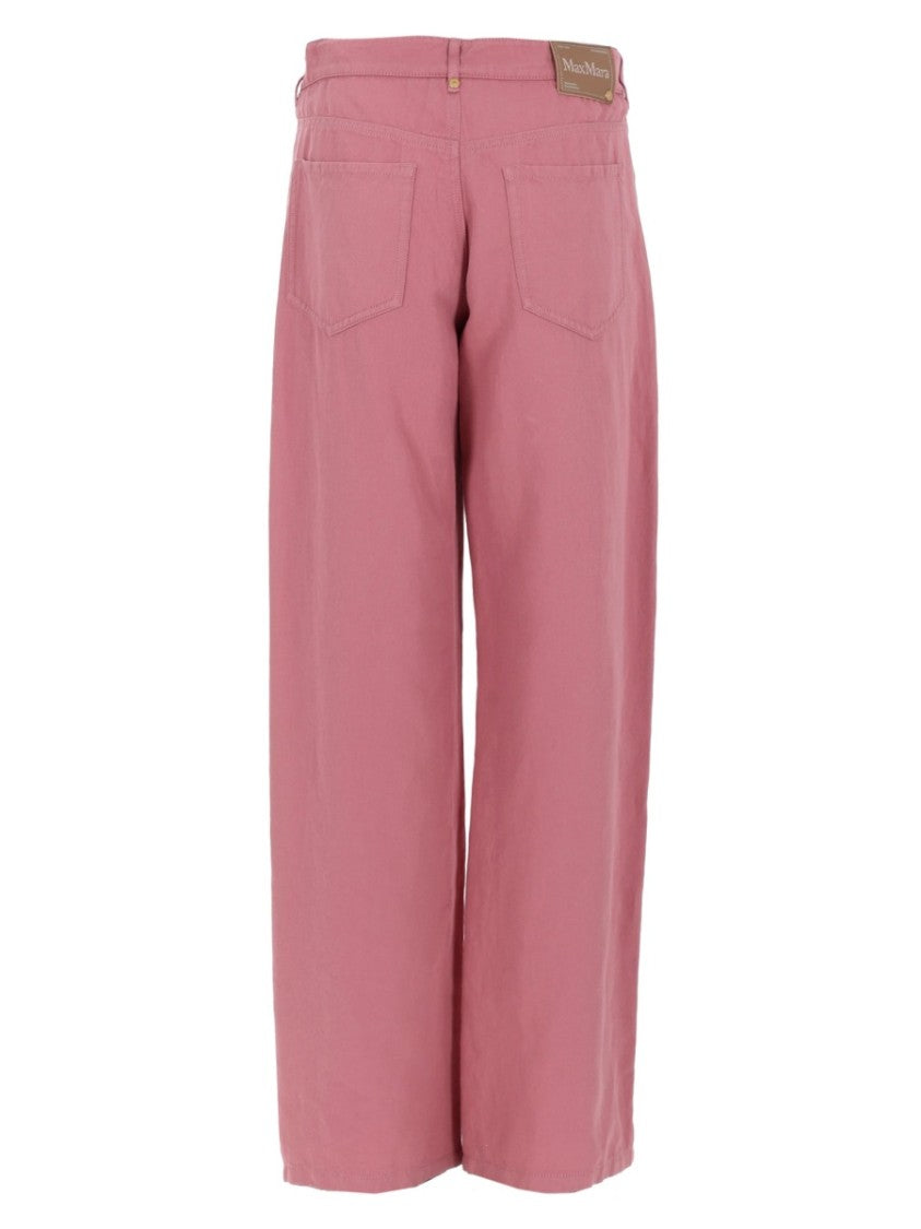 Max Mara Straight-Leg Cotton And Linen Pants With Five-Pocket Design