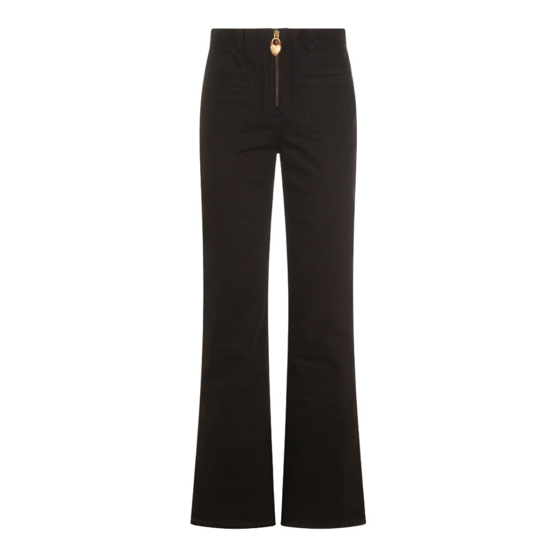 Chloé High-Waisted Flared Black Jeans With Gold Accents