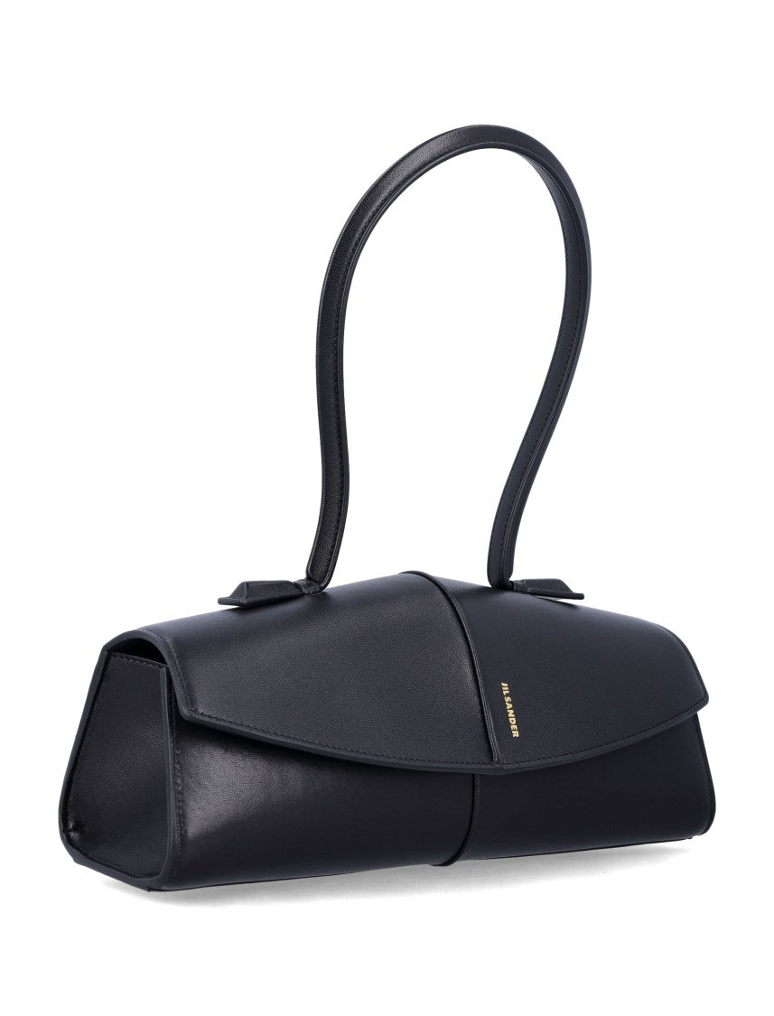Jil Sander Linea Shoulder Black Leather Bag