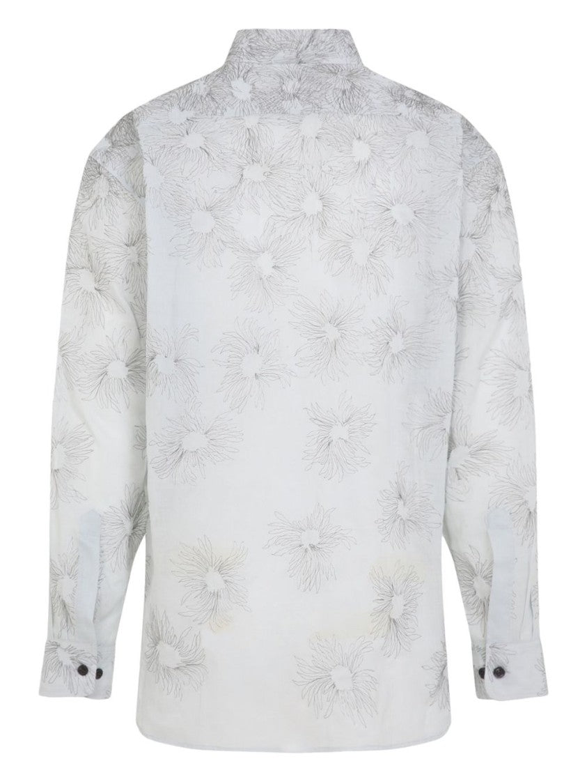 Dries Van Noten Light Grey Straight Point Collar Shirt