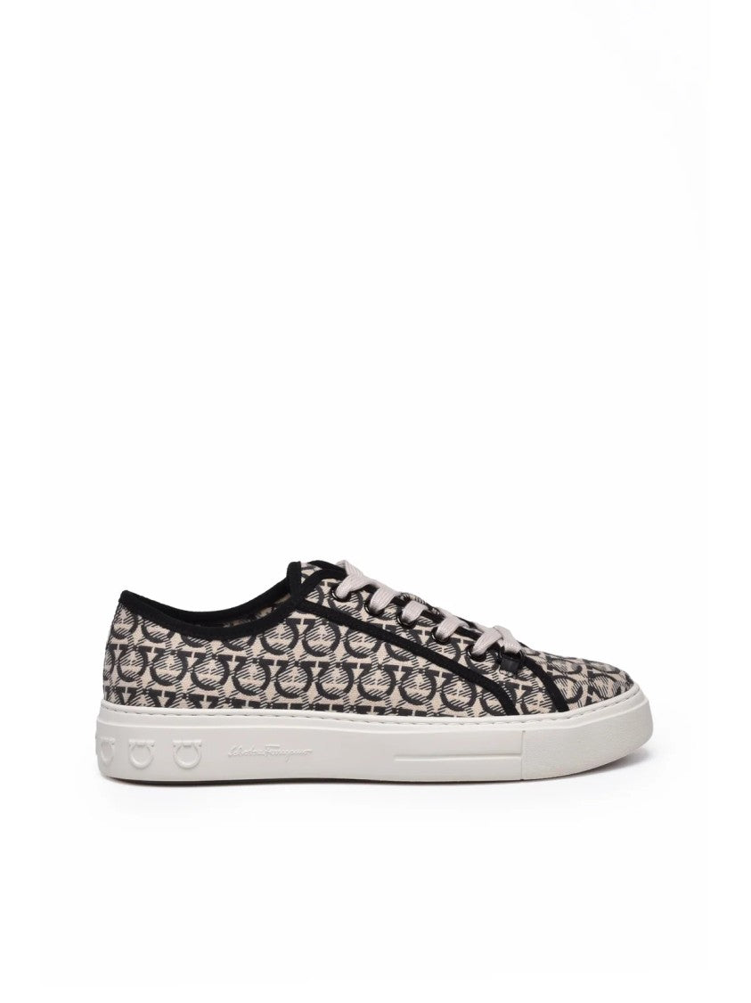 Salvatore Ferragamo Anson Canvas Sneaker - Black/Beige