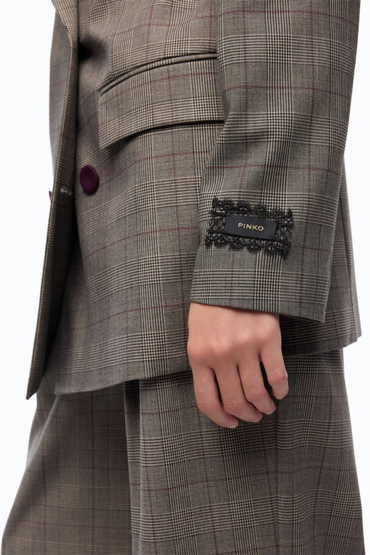 Pinko Multicolor Polyester-Wool Blend Plaid Blazer