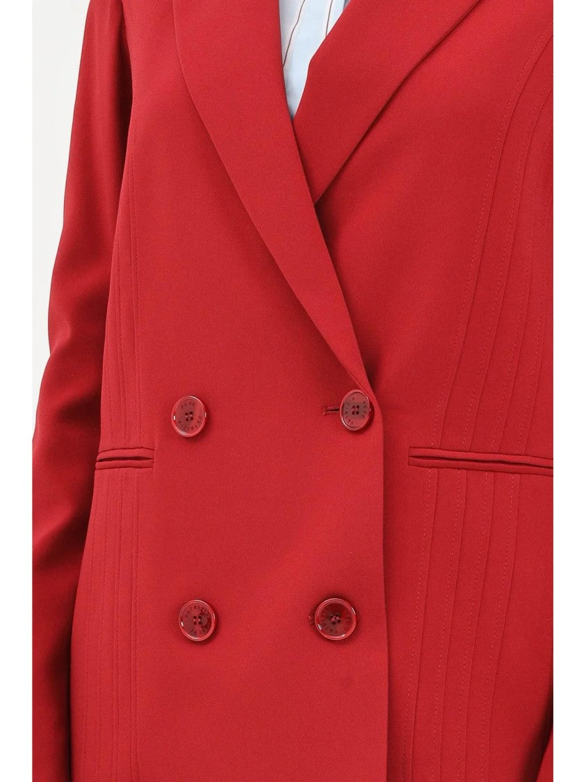 Patrizia Pepe Red Polyester-Blend Double-Breasted Blazer