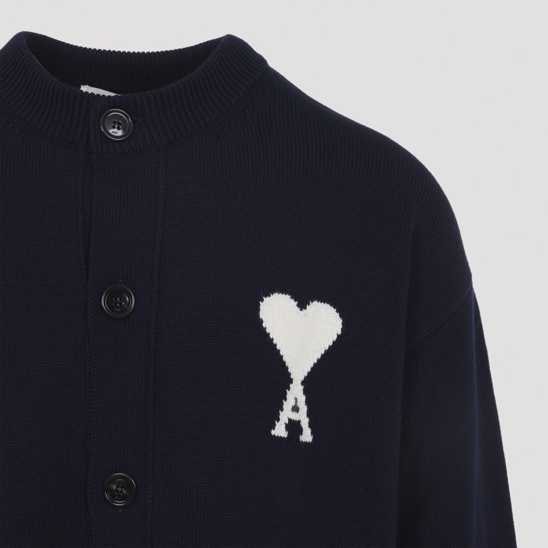 Ami Paris Blue Virgin Wool And Cotton Cardigan