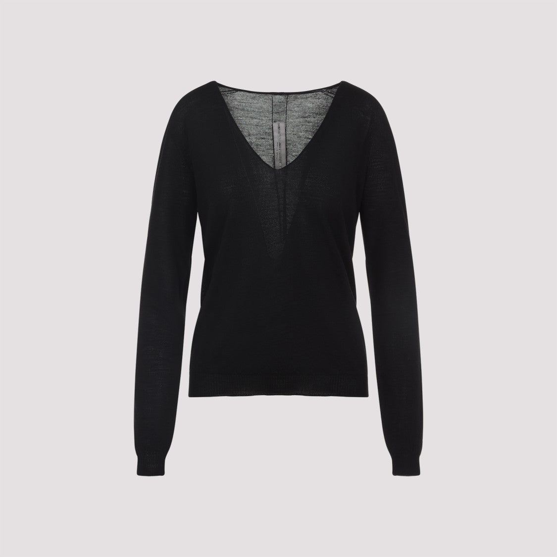 Rick Owens Black Virgin Wool V Neck Pull