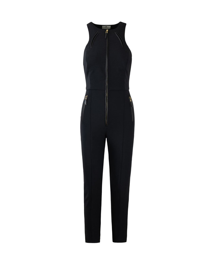 Elisabetta Franchi Black Double Crêpe Jumpsuit With Zip Details