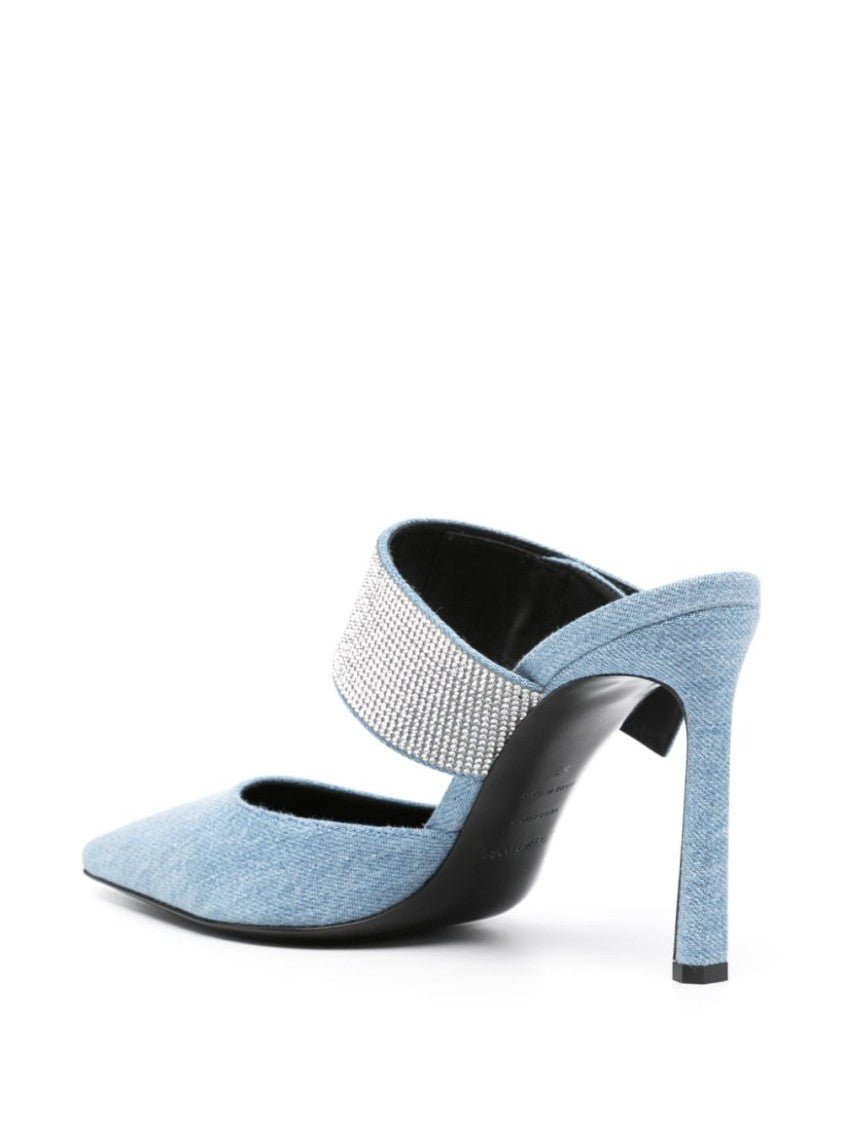 Sergio Rossi Rhinestone-Embellished Pointed Toe Mules