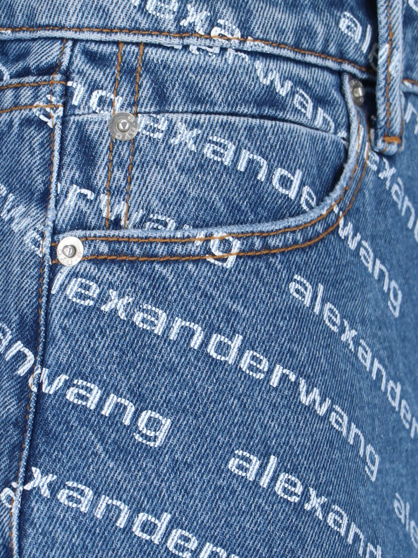 Alexander Wang Worn Wash Blue Denim Shorts
