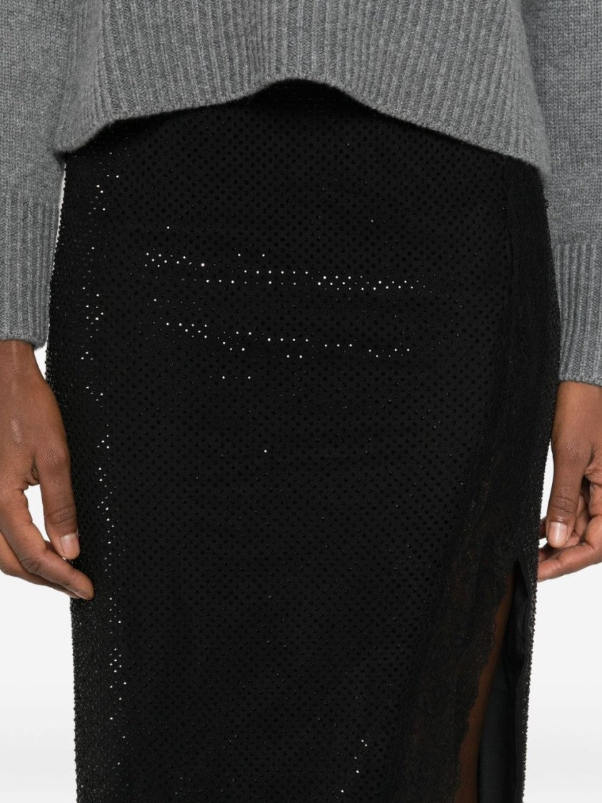 Self-Portrait Fitted Midi Skirt With Subtle Shimmer
